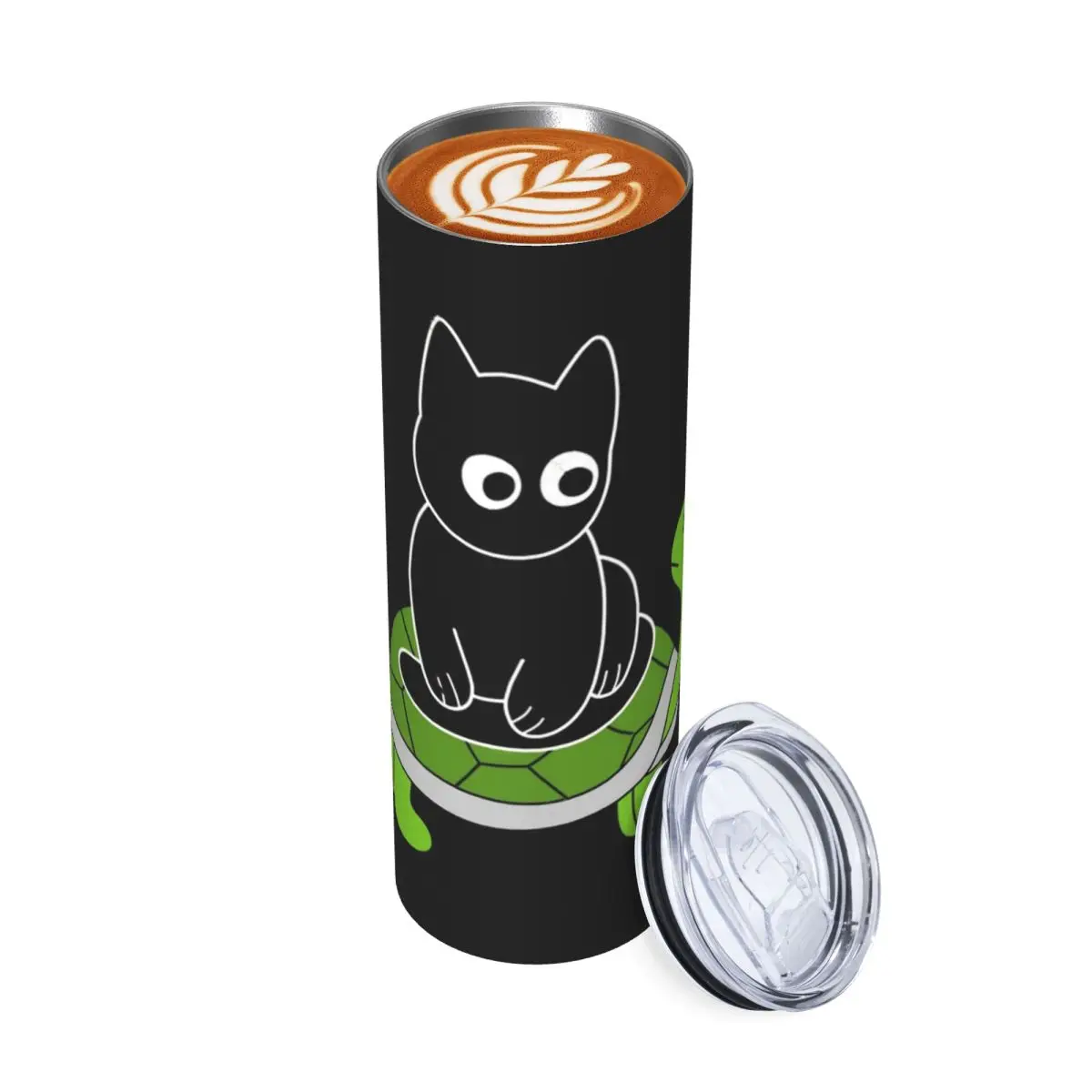 

Стакан из нержавеющей стали с черной кошкой, кружка с вакуумной изоляцией, термохолодная чашка, соломинка с крышкой, 20 унций