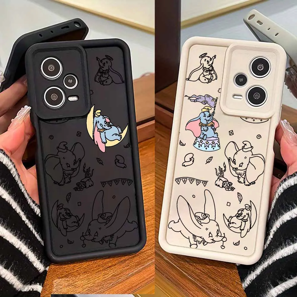 

Dumbo Cute animated For Xiaomi Redmi Note 15 14 13 12S 11S 11T 10 Pro Plus Max Eyes Ladder Lanyard Funda Silicone Phone Case