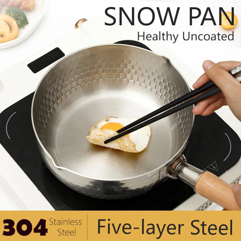 

Japanese Snowflake Stainless Steel Pot Household Non-stick Uncoated Food Instant Noodle Cooking Pot with Pouring Spout Milk Pot