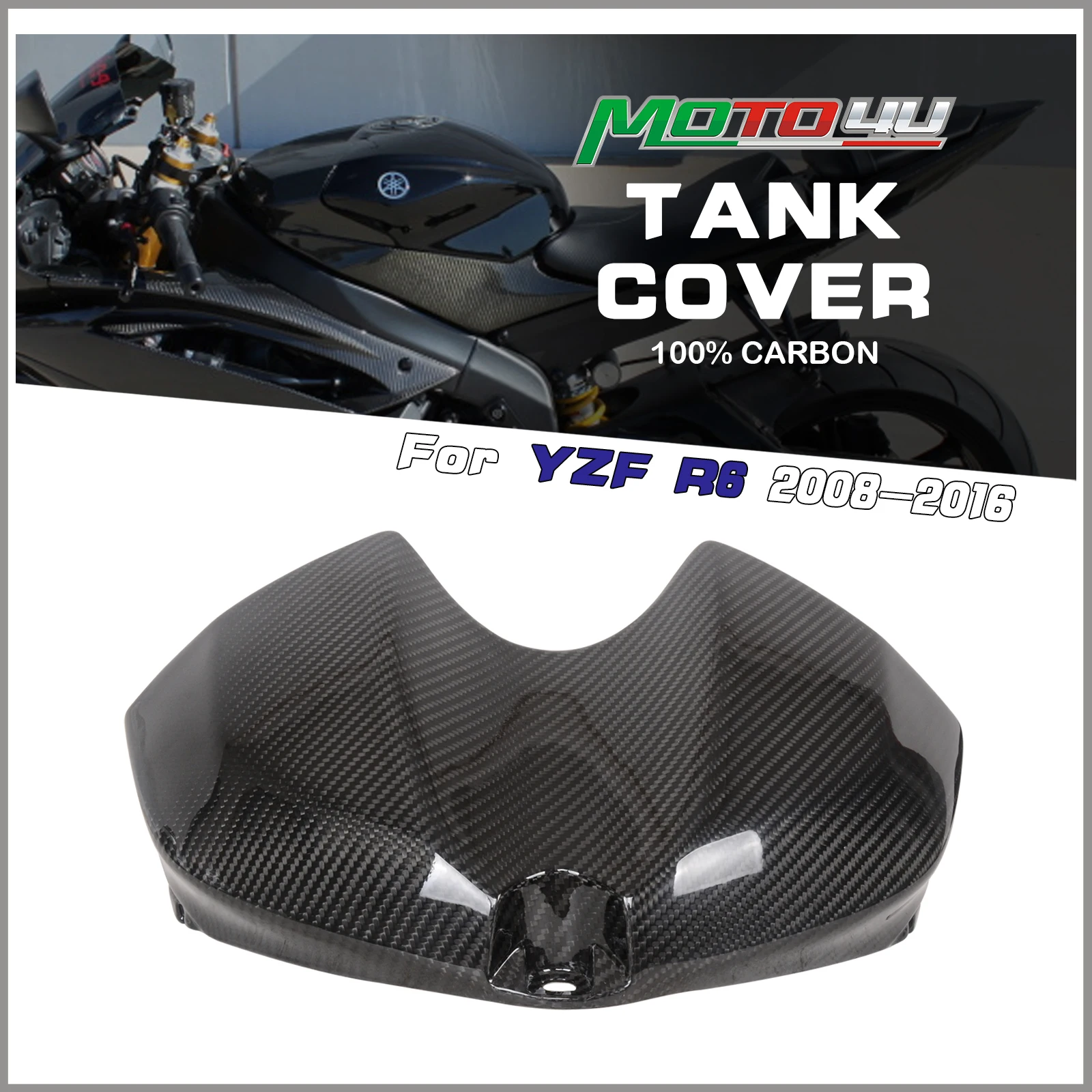 MOTO4U For Yamaha YZF R6 2008 2009 2010 2012 2013 2014 2015 2016 Real 3K Carbon Fiber Gas Tank Air Box Front Cover Panel Fairing