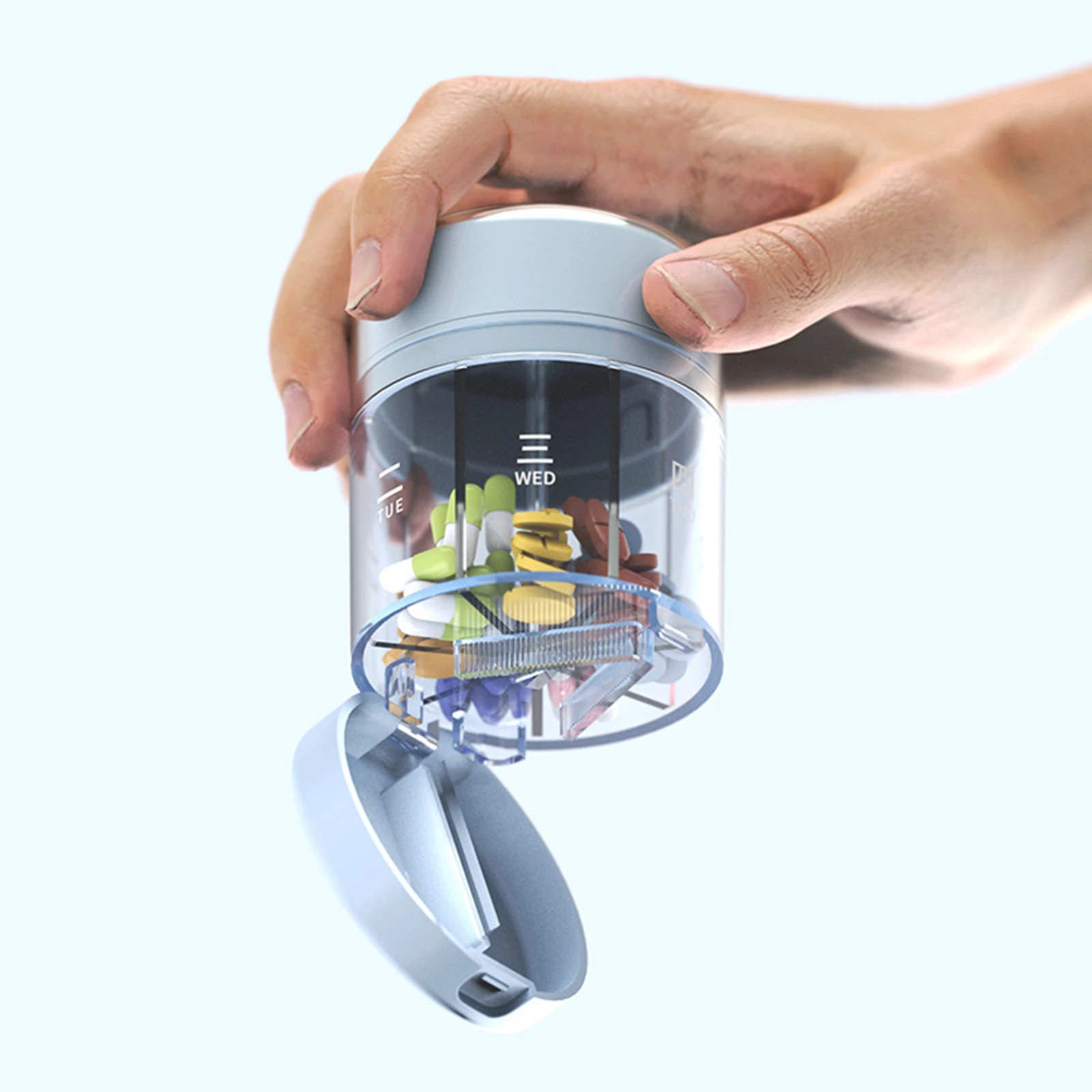 Medikamenten-Aufbewahrungsbox 7-Tage Wöchentliche Pillendose Tablettenhalter Tragbare Kapsel-Pillenbox Organizer für Fischöl Vitamine – Detail 4