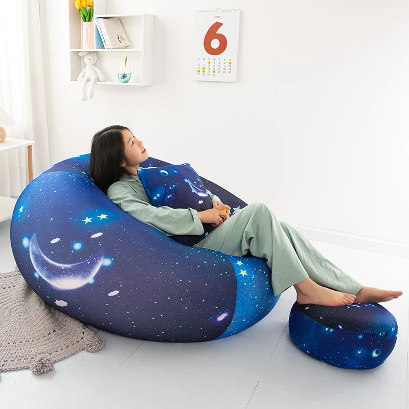 Beanbag Convertible lazy Sofa Blue With Filler Ottoman Hallway Living Room Pouf Chair For Sex Soft Frameless Hookah Furniture