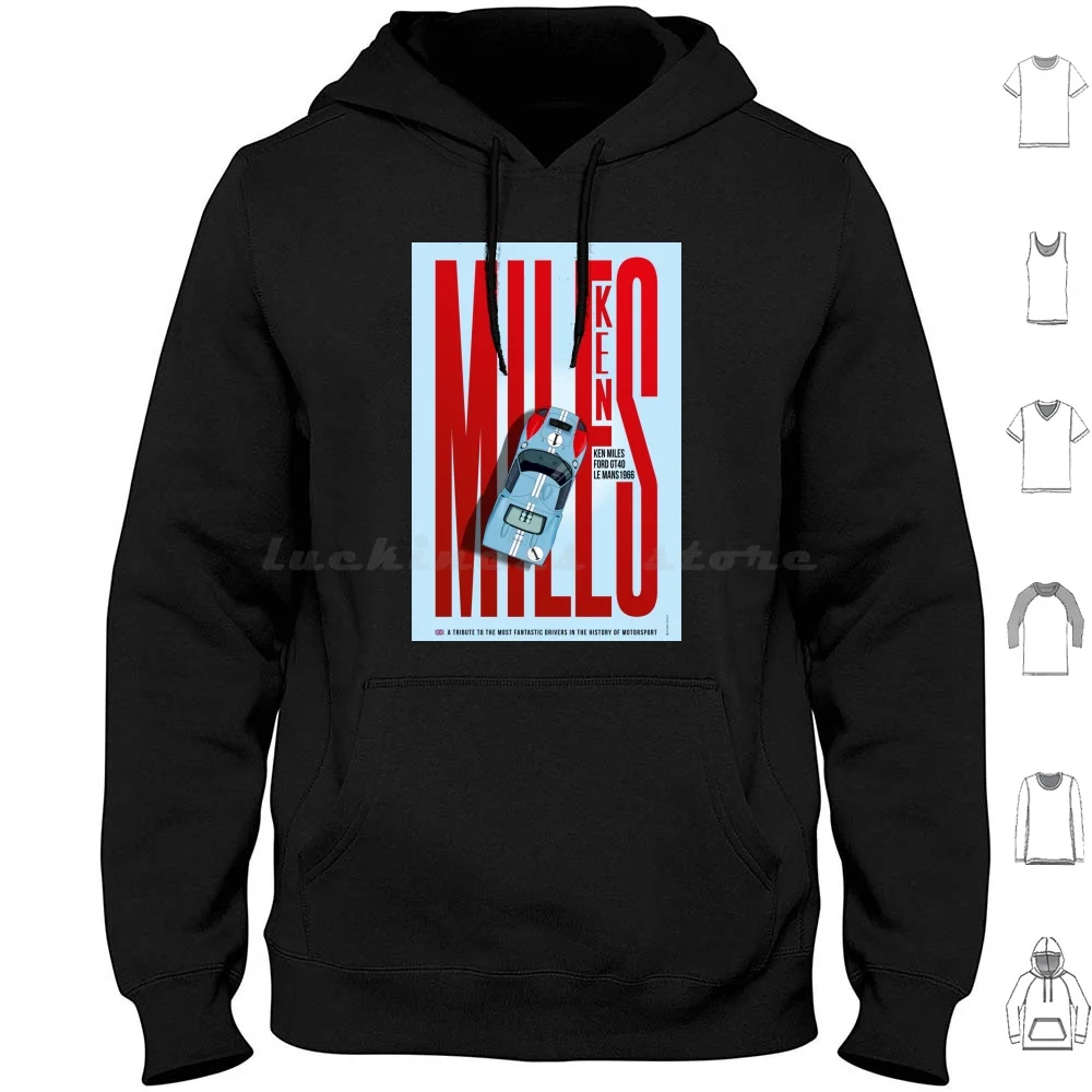 Ken Miles Tribute Hoodie cotton Long Sleeve Racing Speed Driver Racetrack Monza Daytona Winner Engine Racing Car Rally Le Mans