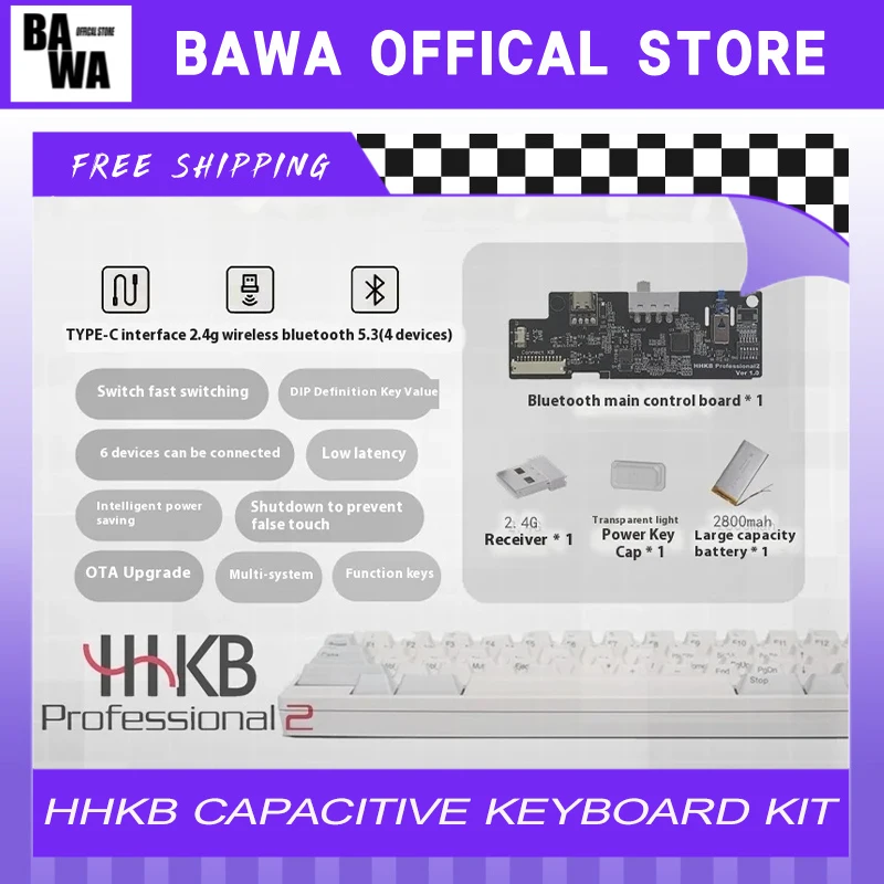 Hhkb Capacitive Keyboard Kit Wired To Bluetooth Wireless Main Control Board Kit With Battery Receiver Custom Keyboard Accessory