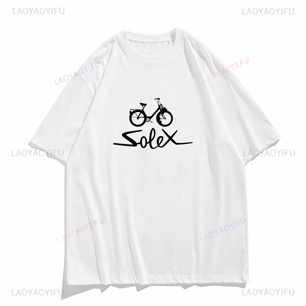 Womens T-shirt Solex Vintage Bicycle Pattern Print Tops Men Clothes Unisex Summer Outdoors Short-sleev Graphic Cotton Tee