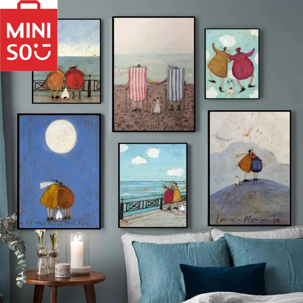 

MINISO картина маслом по номерам Сэм Тофт абстрактная любовь собаки домашнее животное украшение дома живопись стена спальня декор комнаты подарок рамки