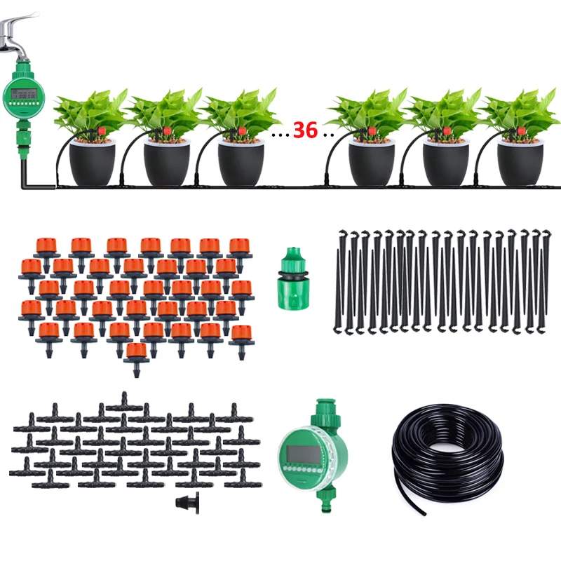 

Automatic Controller Timer Drip Irrigation Kit 30M Garden Watering System For Patio Greenhouse Lawn