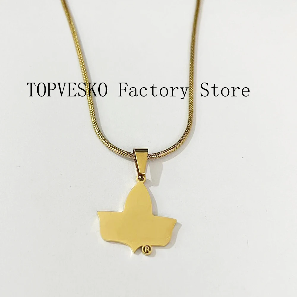 Sorority Club sisters Greek Alphabet Badge J15 Maple Leaf Pendant Gold Silver Stainless Steel Necklace