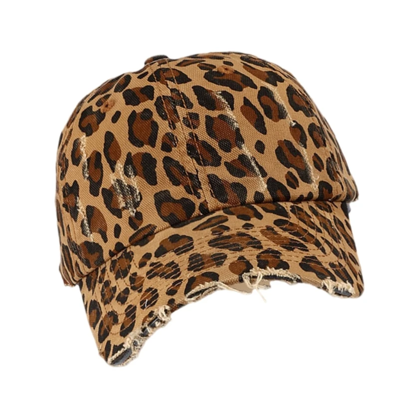 Cool Leopard Pattern Baseball Caps Fashion Sun Hat with Long Brims Distressed Hat Drop shipping