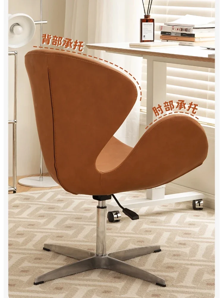 Nordic Leisure Makeup Chair Study Creative Turn Computer Chair Designer Modern Simple Swan Chair Furniture Bedroom