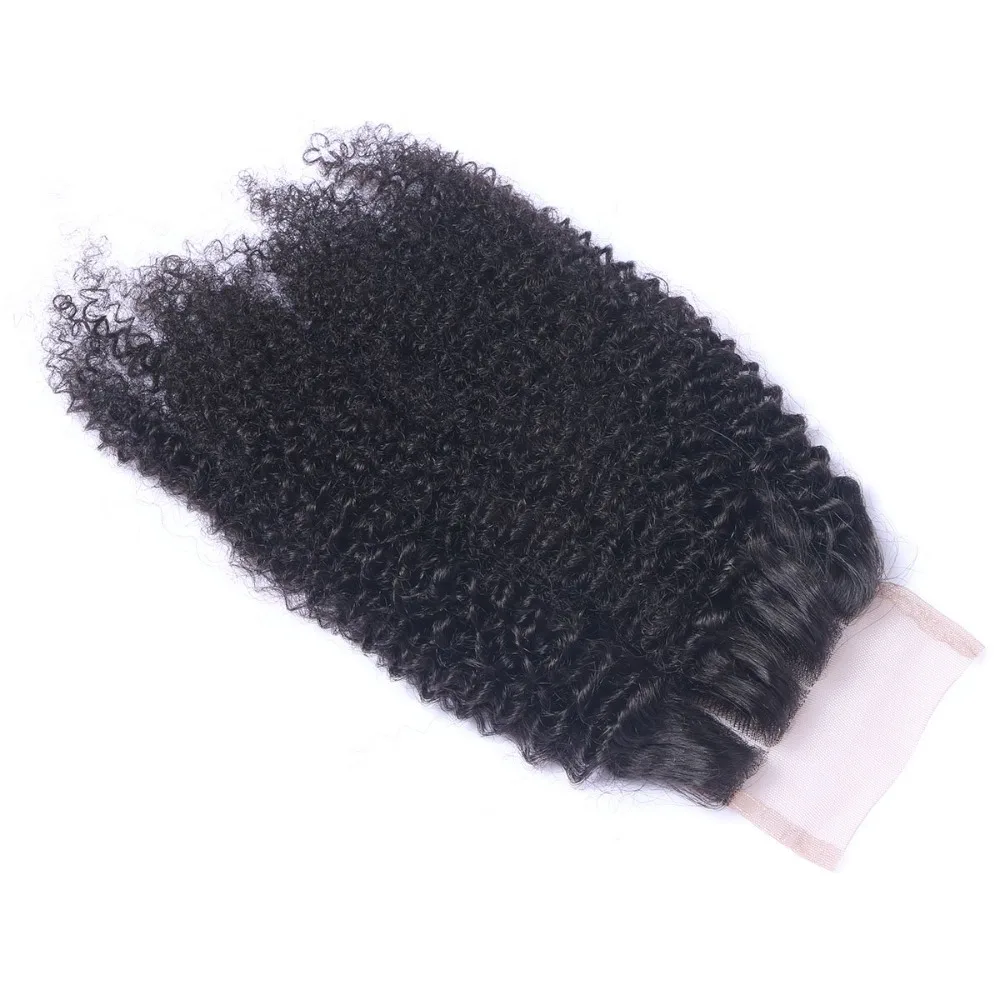 12A حزم الشعر البشري مع 4x4 الدانتيل إغلاق الأفرو غريب مجعد عذراء الشعر البشري ينسج 3 حزم مع إغلاق 4 قطعة مجموعة 8-24''