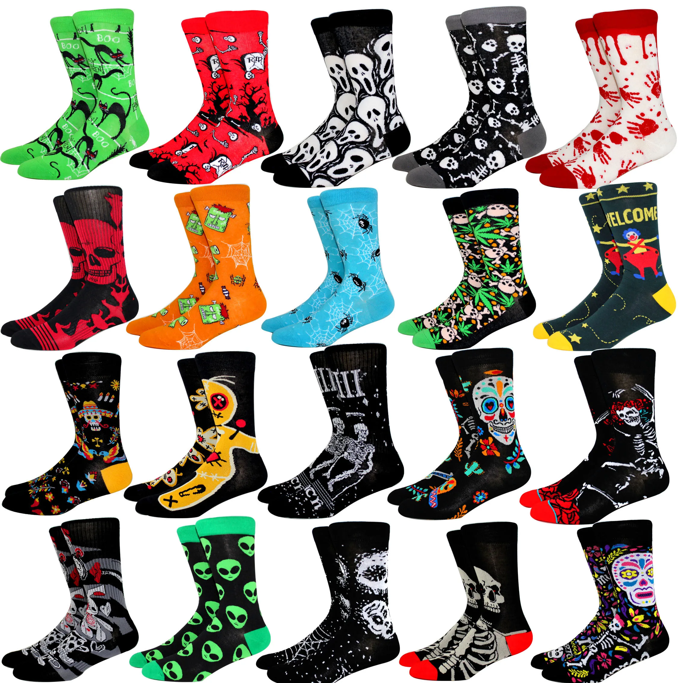 New Hot Sale Halloween Women Harajuku Socks Funny Skeleton Alien Men Socks Pumpkin Socks Monster Socks Bat Crew Socks Anime Sock