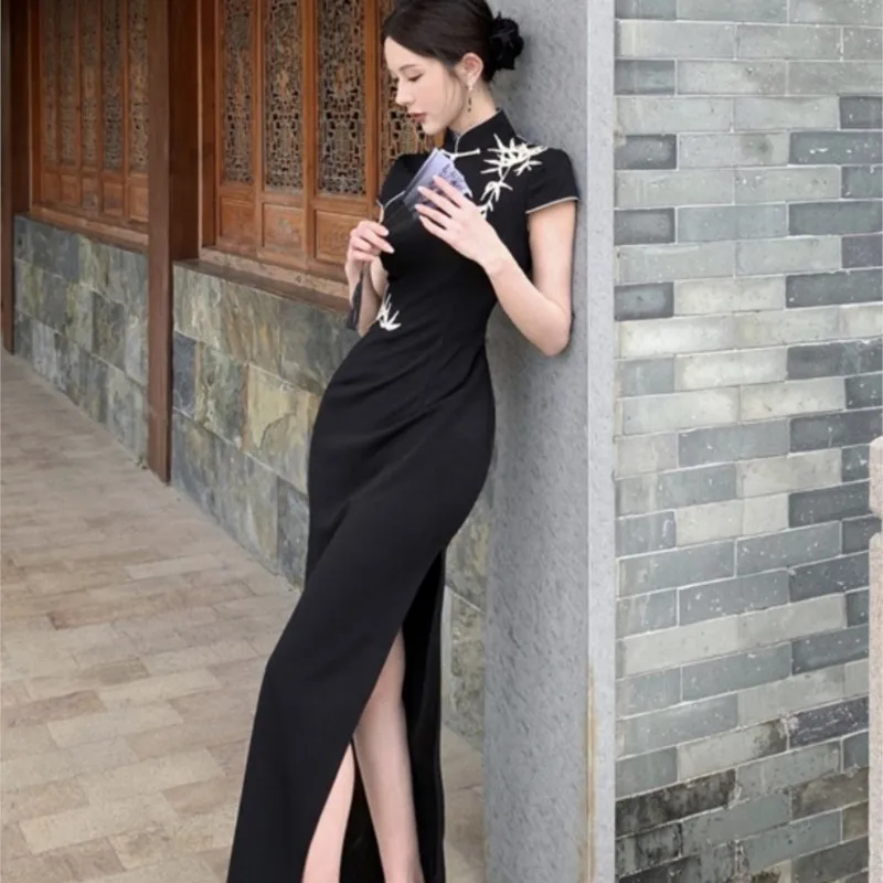 New Chinese style improvement cheongsam thin temperament buttock long skirt