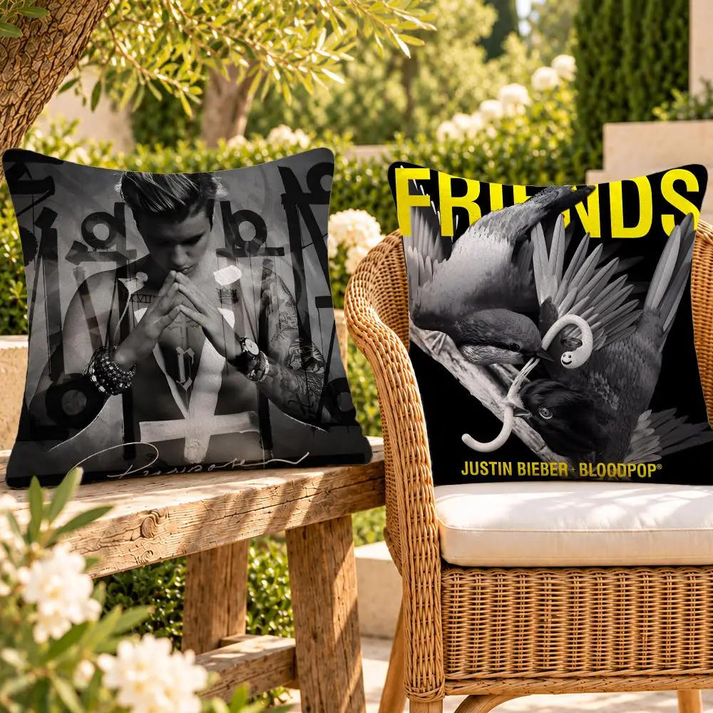 Singer Pop Justin Bieber Cushion Cover Soft Plush Throw Pillow Cover Washable Sofa Bed Patio Chair Home Decor