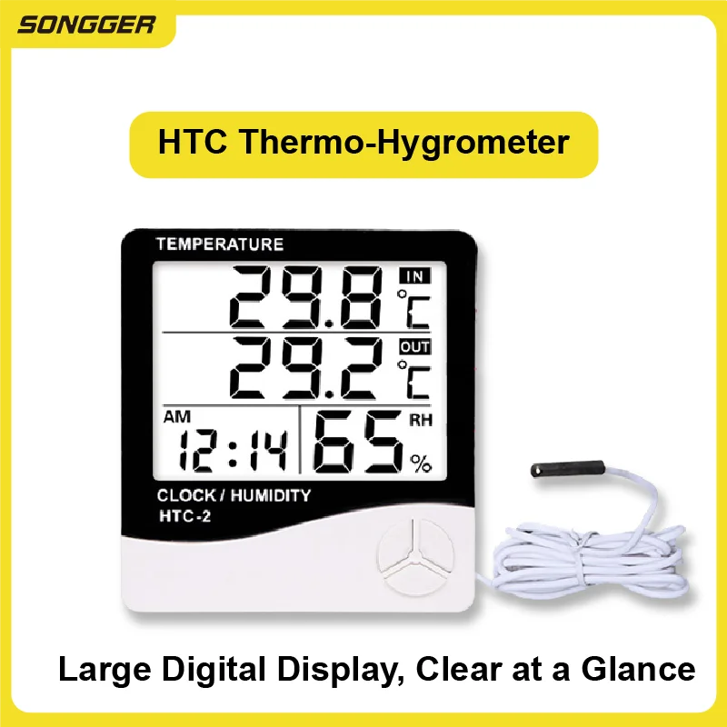 

Цифровой термогигрометр с часами ЖК дисплей измеритель температуры и влажности для дома улицы с опциональным датчиком широкий диапазон