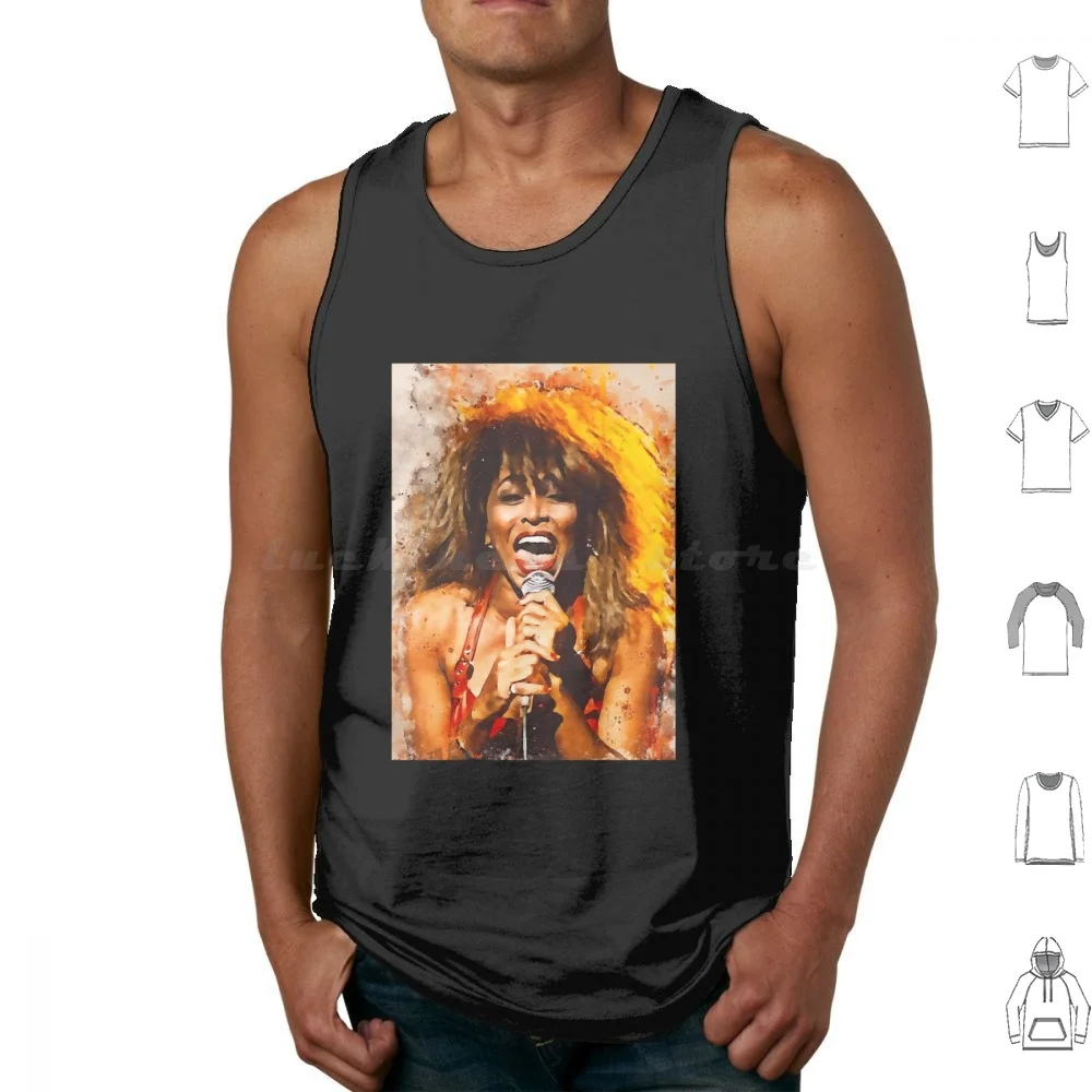Tina Legend Rip Tank Tops Print Cotton Turner Music Pop Singer Old Singer Legend Ike Turner Aesthetic Woman Jazz Tina