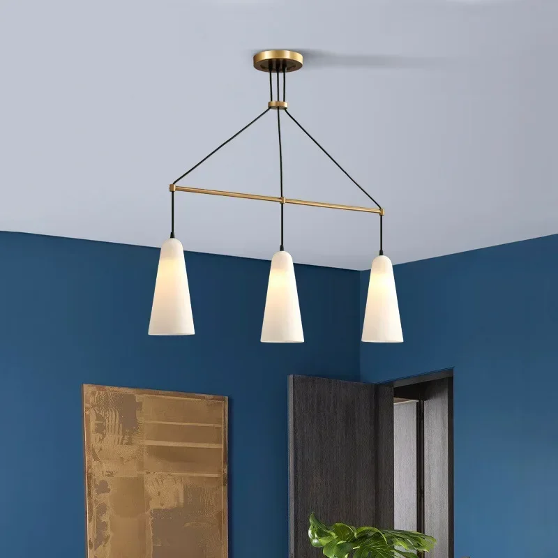 SANDYHA Postmodern LED Chandelier for Dining Living Room Bedroom Study Copper Pendant Lighting Home Decor Lamparas De Comedor