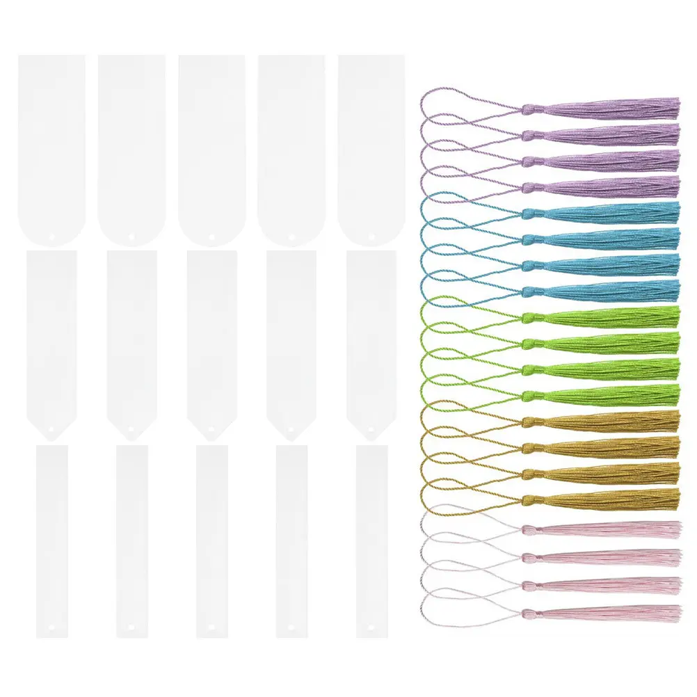 

Набор прозрачных акриловых закладок с кисточками для DIY-подарков, домашнего декора и школьных принадлежностей