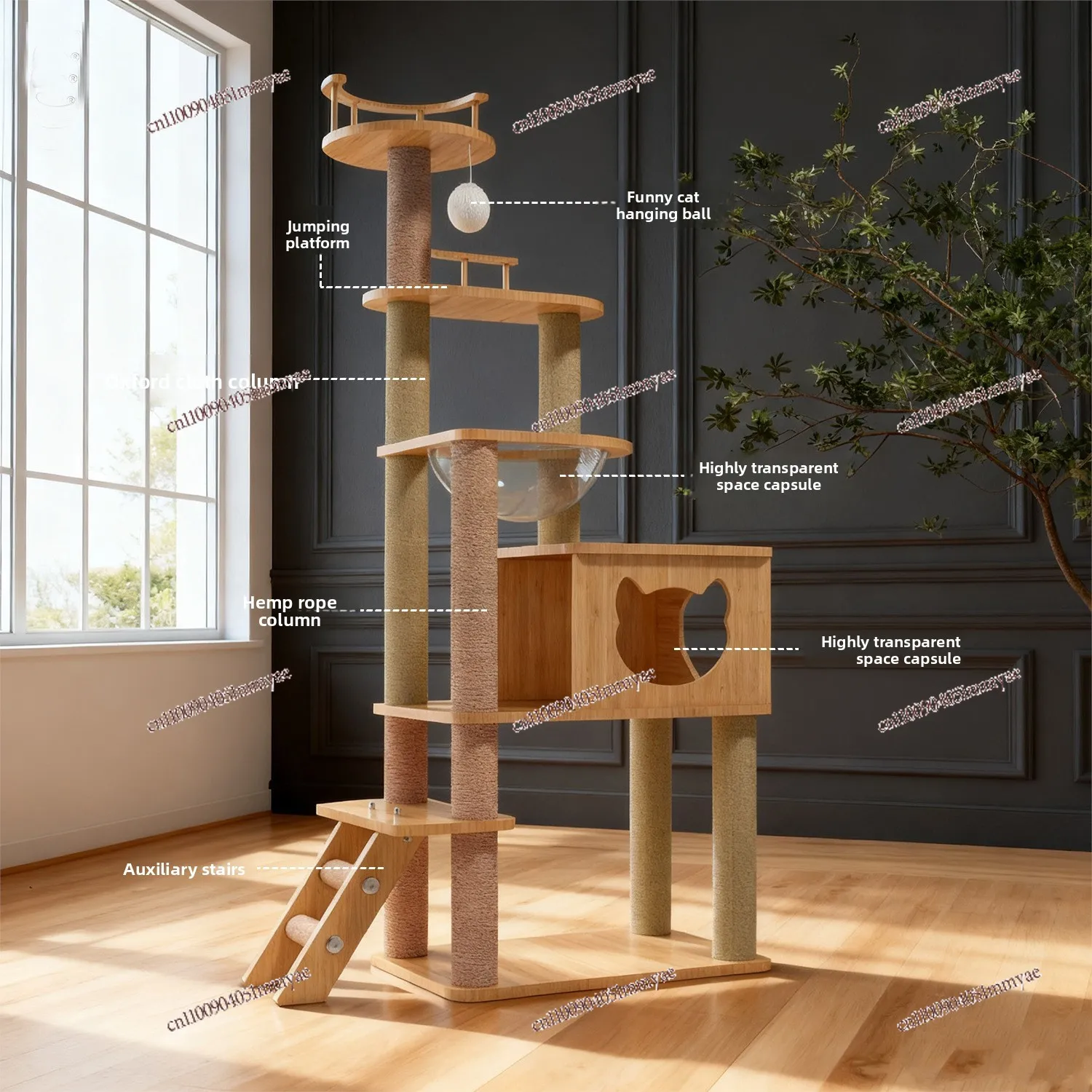 Cat Climbing Frame Deluxe Integrated Large  Climbing Frame Deluxe Double Space Capsule  Nest Cat Tree