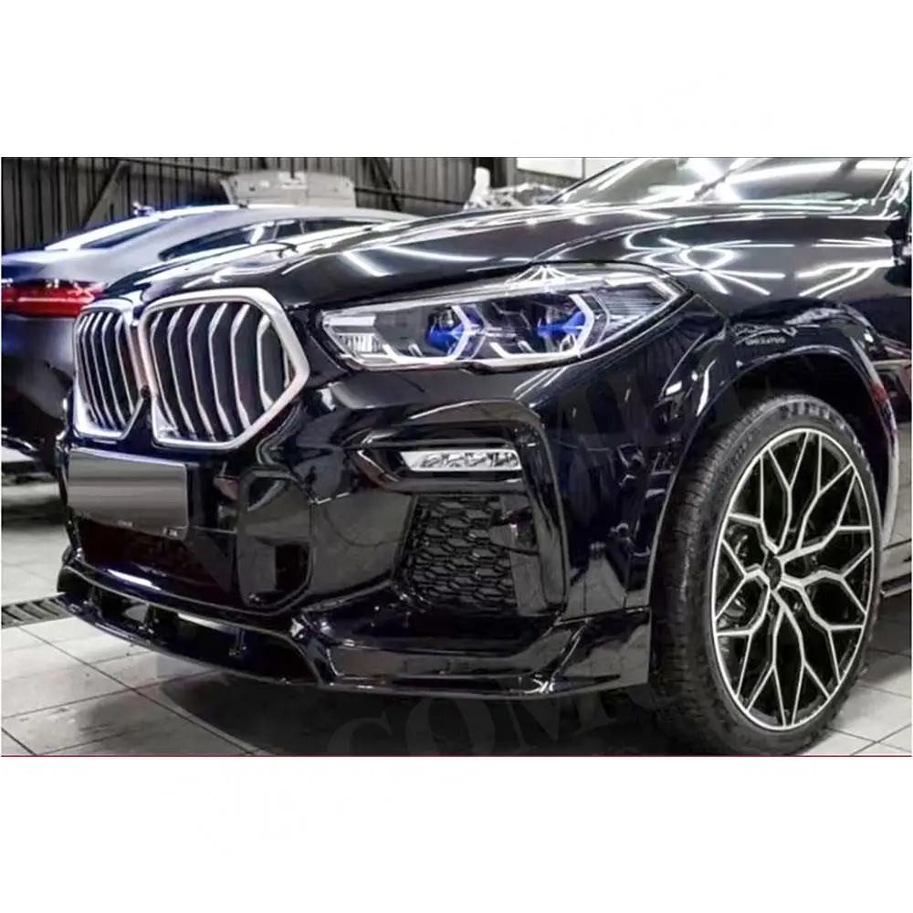 VACOMUL ABS الكربون نظرة لمعان أسود سيارة الجبهة حافة مصد السيارة الذقن المفسد طقم الجسم لسيارات BMW X6 G06 M Sport 2020 2021 2022 2023 الزخارف
