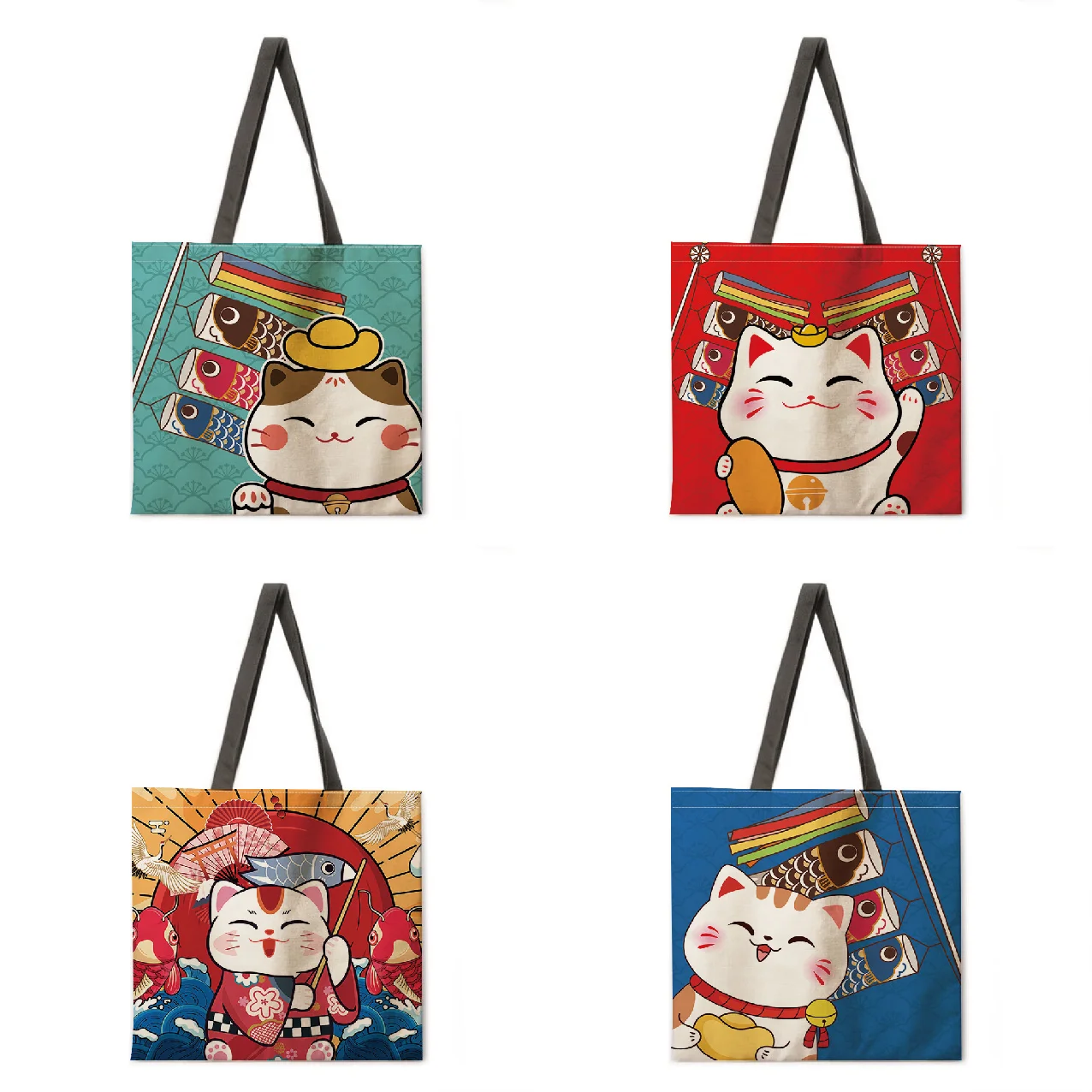 

Cartoon Anime Linen Bag Handbag Lightweight Shoulder Bag High Capacity Eco-friendly Shopping Bag Tote Bag