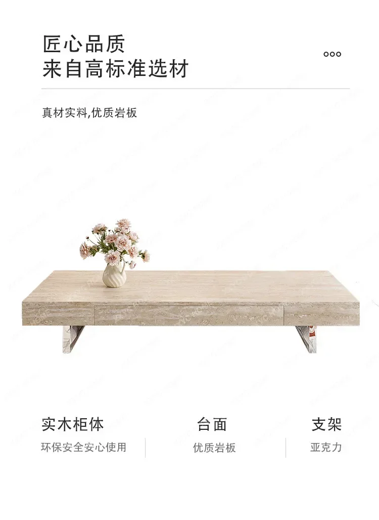Suspended rectangular cave stone rock slab coffee table living room high-end minimalist coffee table