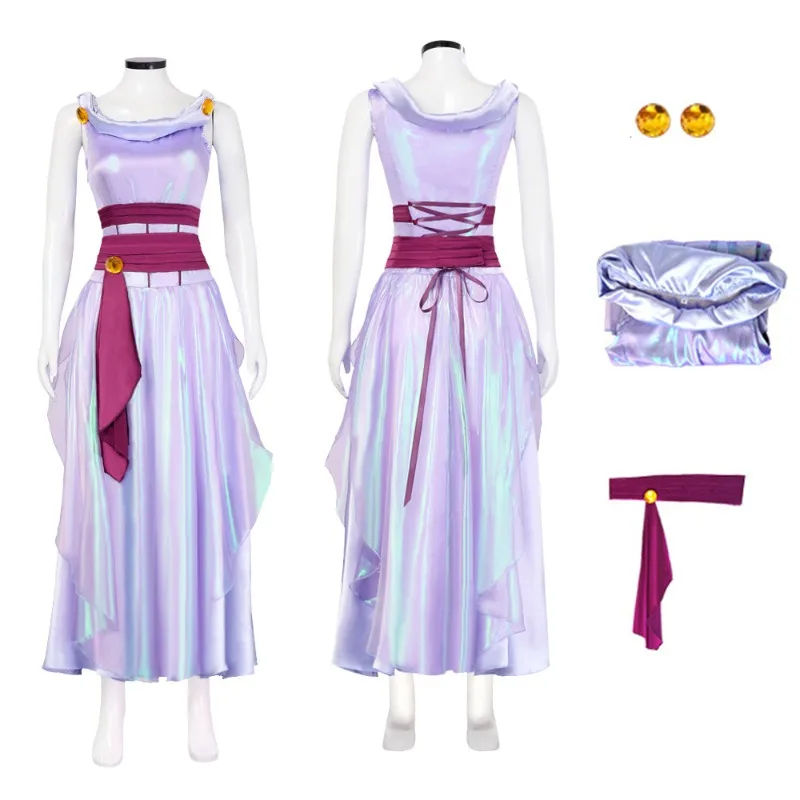 Movie Megara Meg Princess Clothes Cosplay Costume Women Purple Dress Uniform Halloween Carnival Party Outfit