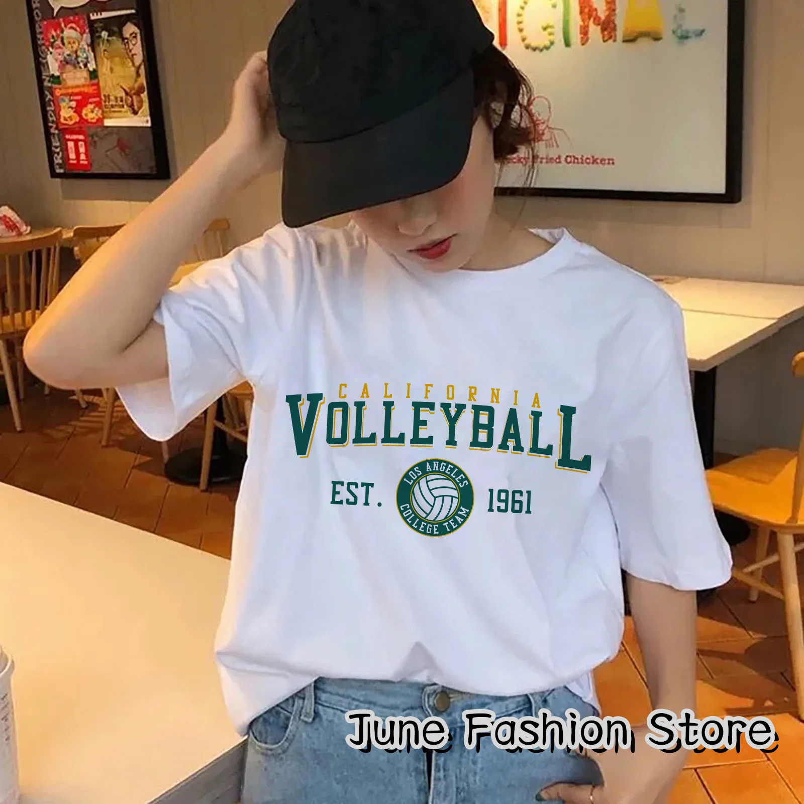 Summer Women CALIFORNIA Volleyball T-Shirt Fashion Trend Short Sleeve Clothing Female Vintage Tops Tees Men Casual Streetwear