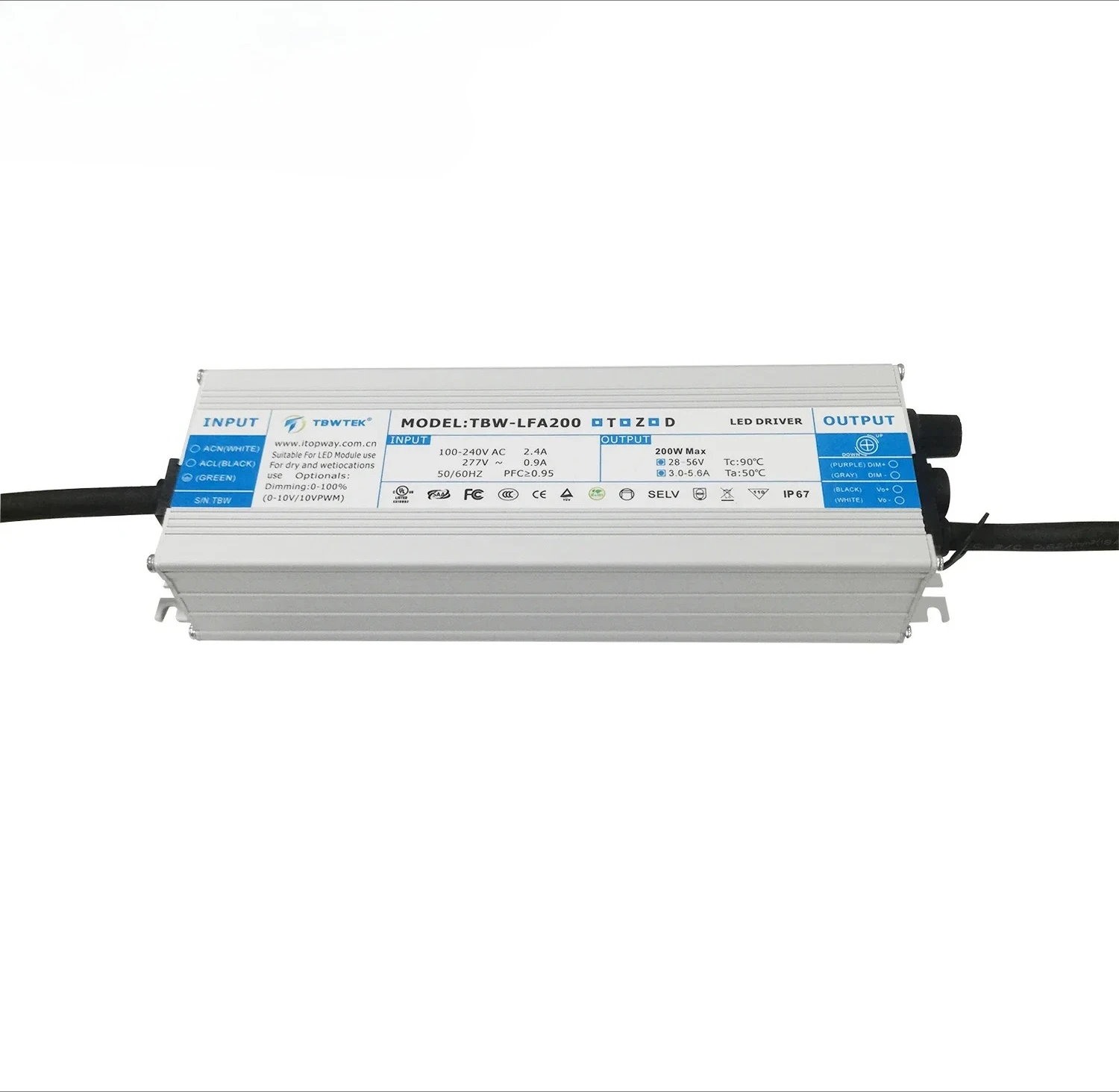 TBWTEK 200W IP67 Waterproof Class 2 Constant Voltage Adjustable Led Power Supply for LED P