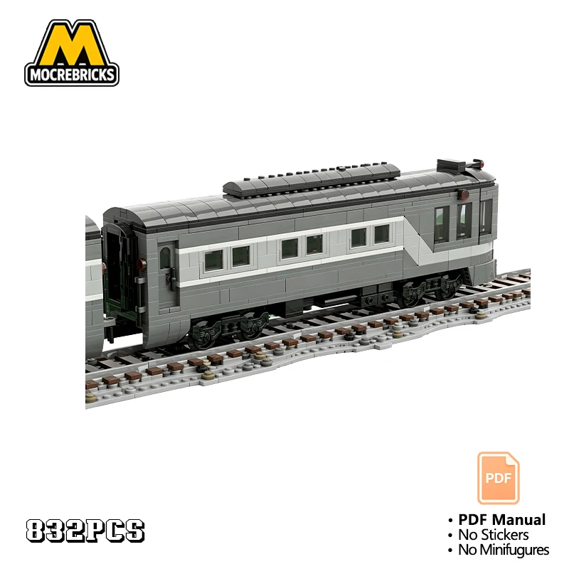 MOC Observation Passenger Train Car Building Blocks Set Vintage Railway Coach Carriage Model DIY Assembly Bricks Toy Gift Adults