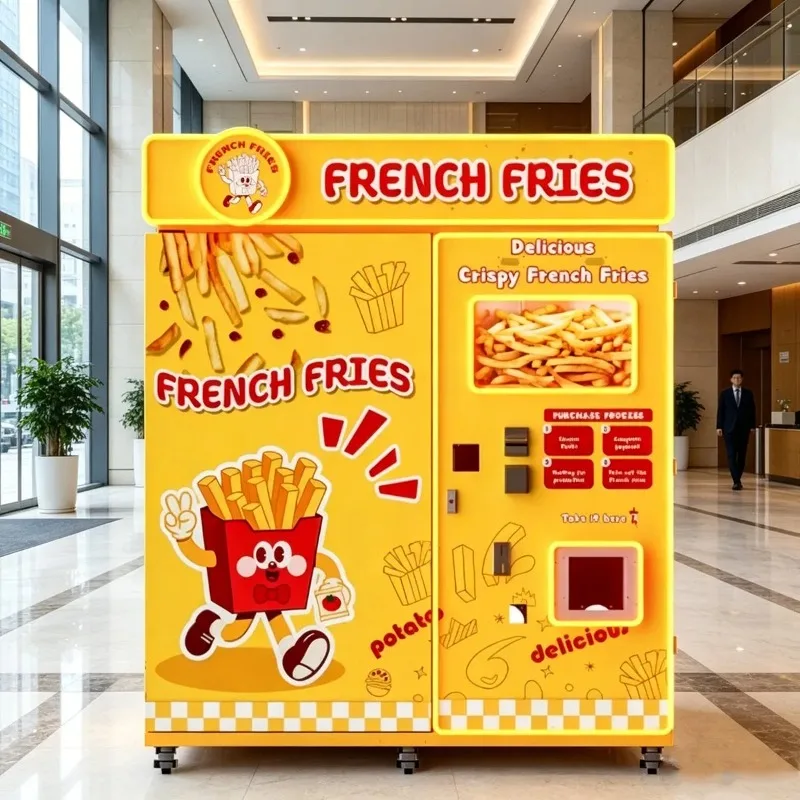 Automatic Fast Food Fries Vending Machine Smart Potato Chips Fries Kiosk Self Service Touch Screen Cashless Payment System