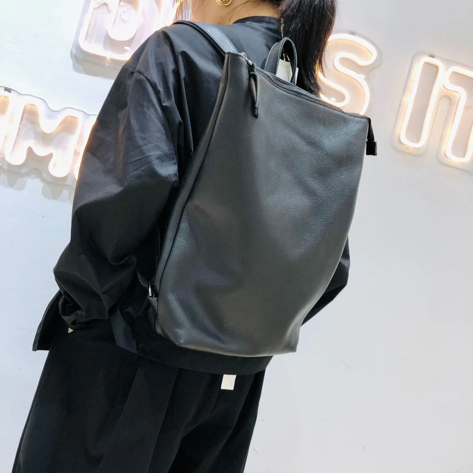 Women Leather Backpacks black Multi-purpose Dual-use womens backpack black Soft Leather Casual Daypacks Travel Ladies Bagpack