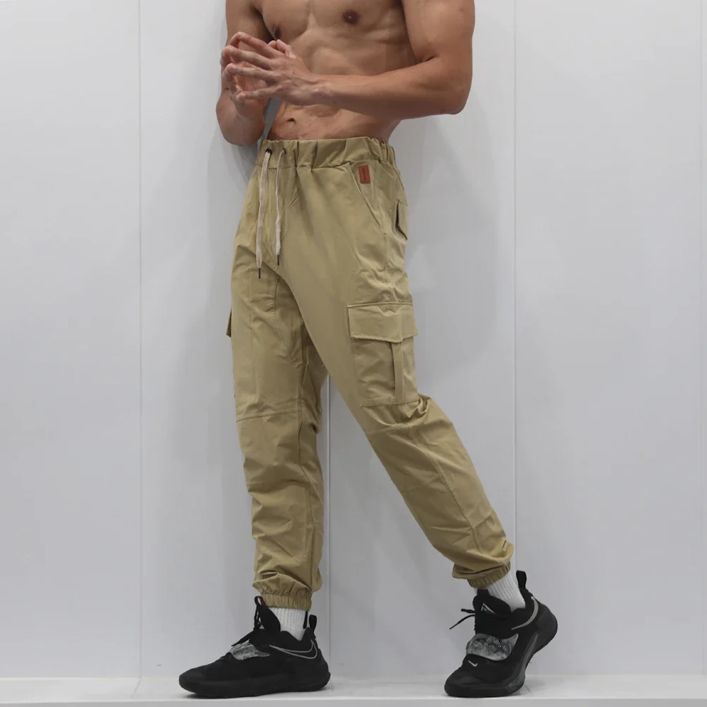 

Men Casual Workout Pants Streetwear Cargo Multi-pocket Pants Autumn Trousers Elastic Drawstring Sweatpants