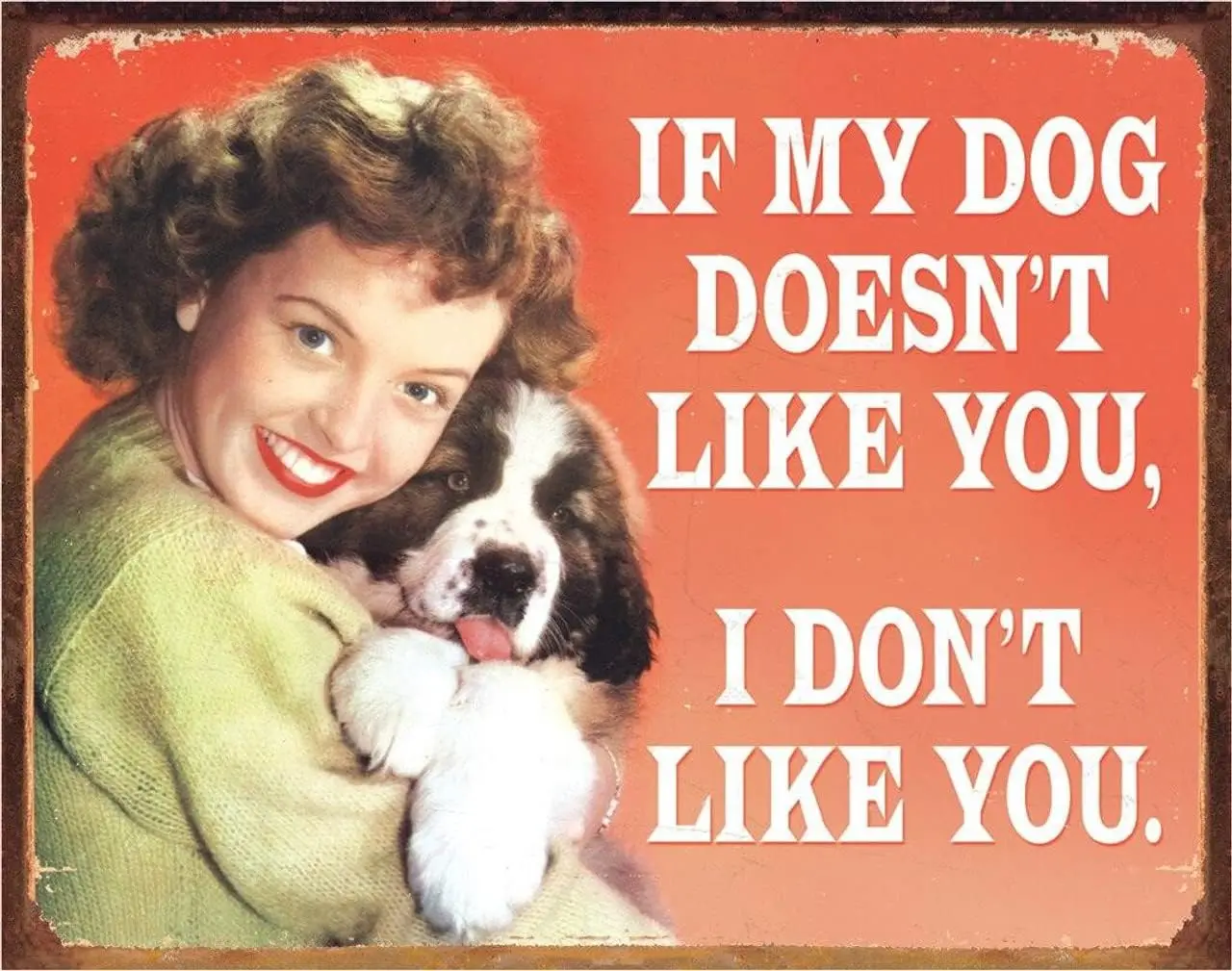 Desperate Enterprises If My Dog Doesn;t Like You I Don;t Like You Tin Sign - Nostalgic Vintage Metal Wall Decor - Made in USA