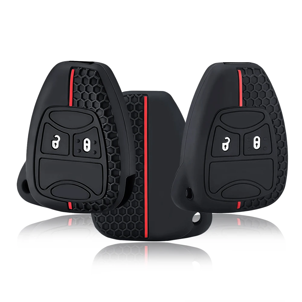 2 Buttons For JEEP Commander Grand Cherokee Liberty Wrangler Compass Patriot Silicone Car Key Cover Case Skin Protector Keychain