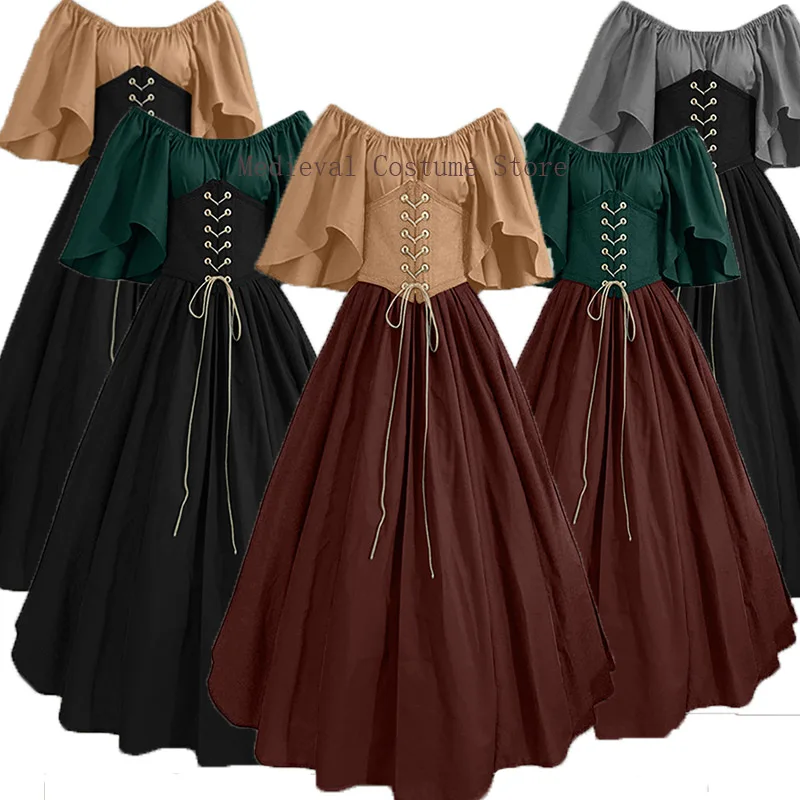 Vestido espartilho de camisa medieval feminino, fantasia de elfo, fada elfo, vestido medieval, mangas folhada, elfo para adulto, 5XL