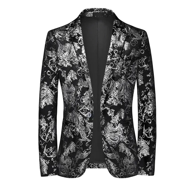 

Blazer New Men's Fashion Business Gentleman Slim Print British Style Outdoor Performance Trend Wedding Banquet Casual Blazer