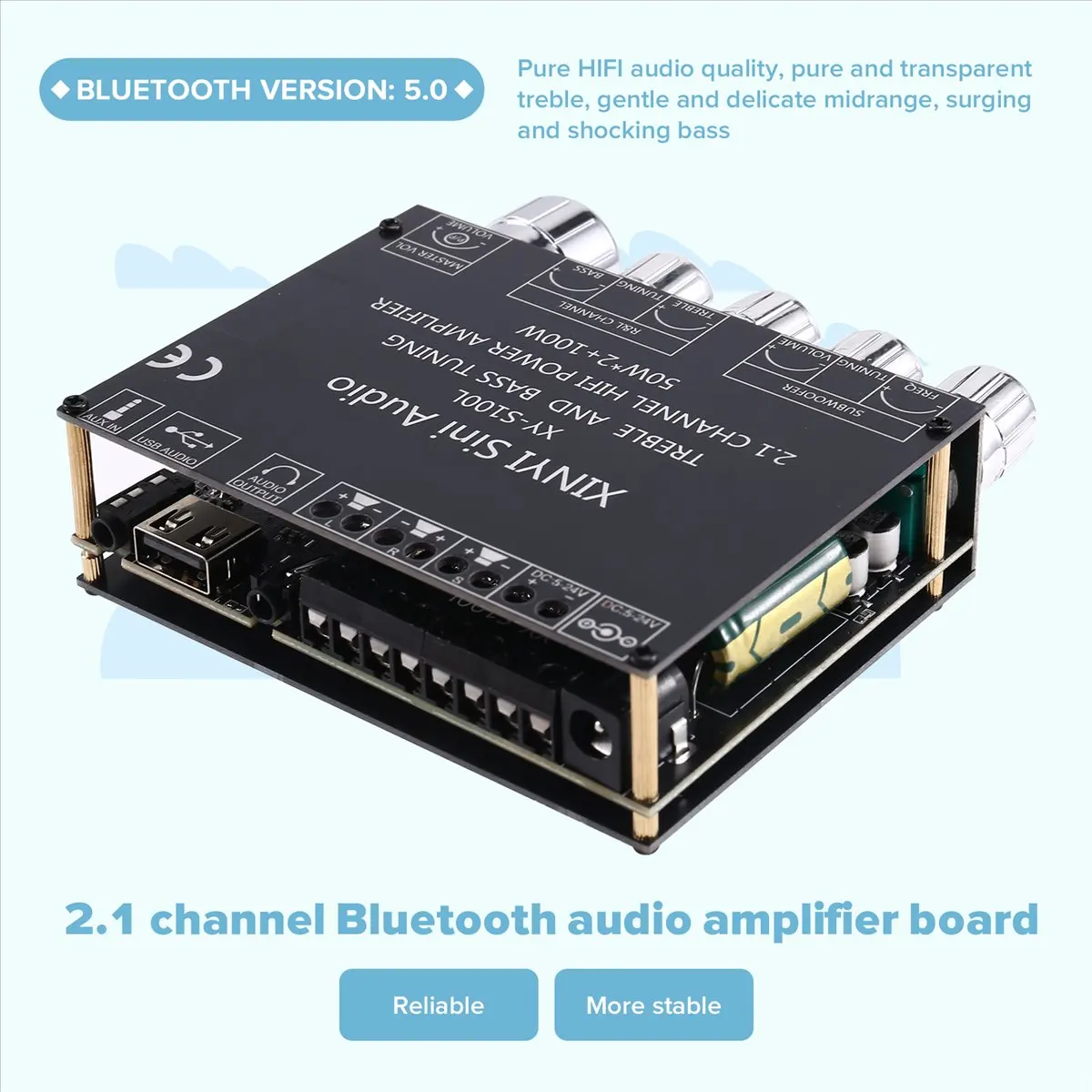 XY-S100L 2.1 Channel Bluetooth Audio Power Amplifier Module High and Low Subwoofer