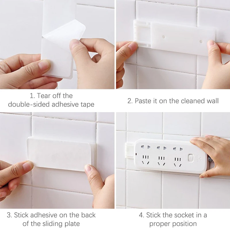 Auto-adesivo de parede Power Strip Holder, Desktop Socket Fixer, Organizador de cabo, removível, Plug-in