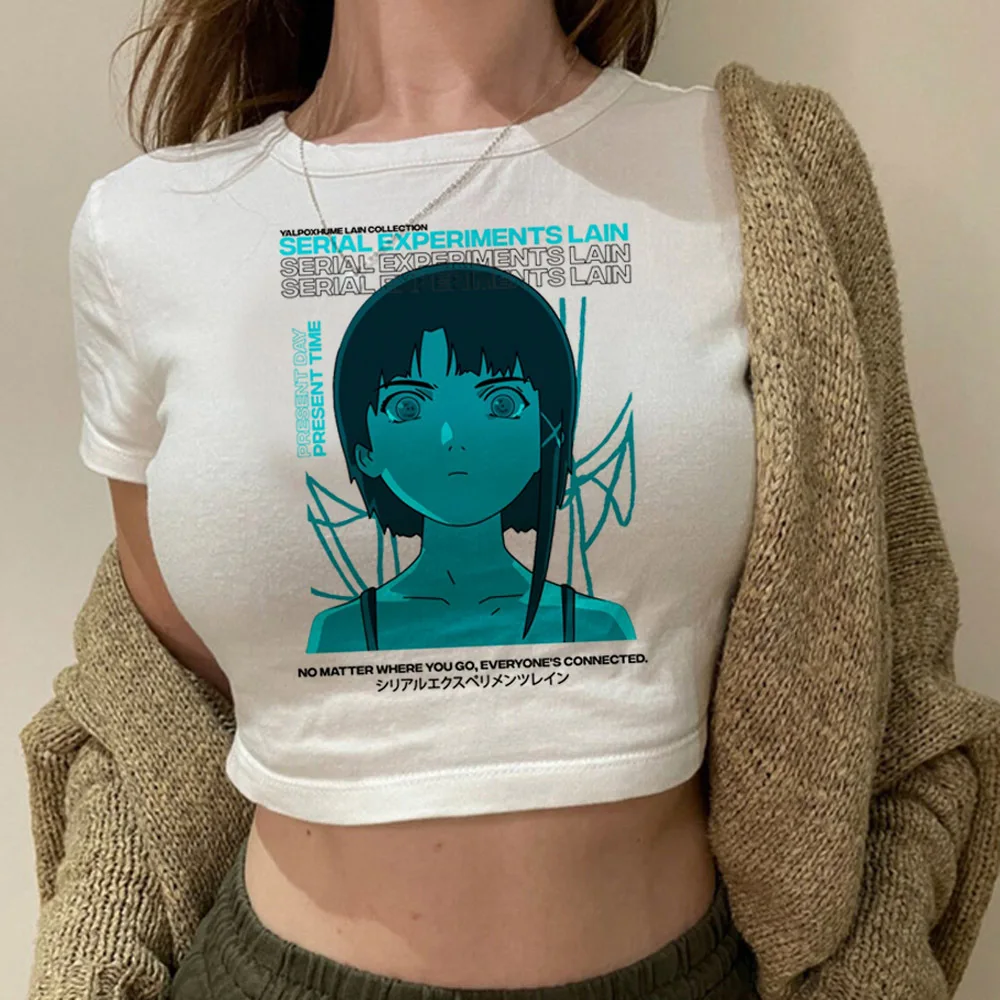 Experimentos en serie Lain crop top shoujo niña estilo Hada babydoll vintage 2000s gótico 2025 ropa de calle mujer top