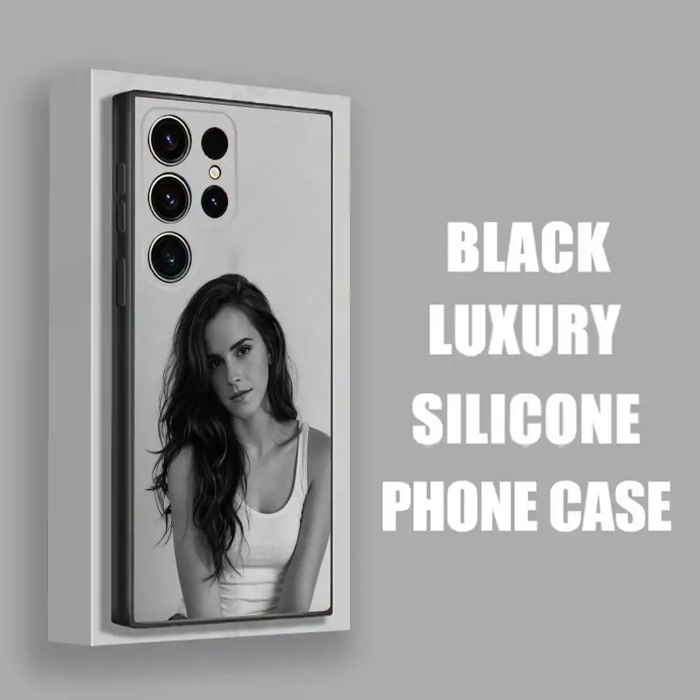 حافظة هاتف لهاتف سامسونج S23، S20، S24، S21، S22، S25، S30، Ultra، Plus، Fe، Lite، 5G الممثلة E-Emma Watson غطاء أسود