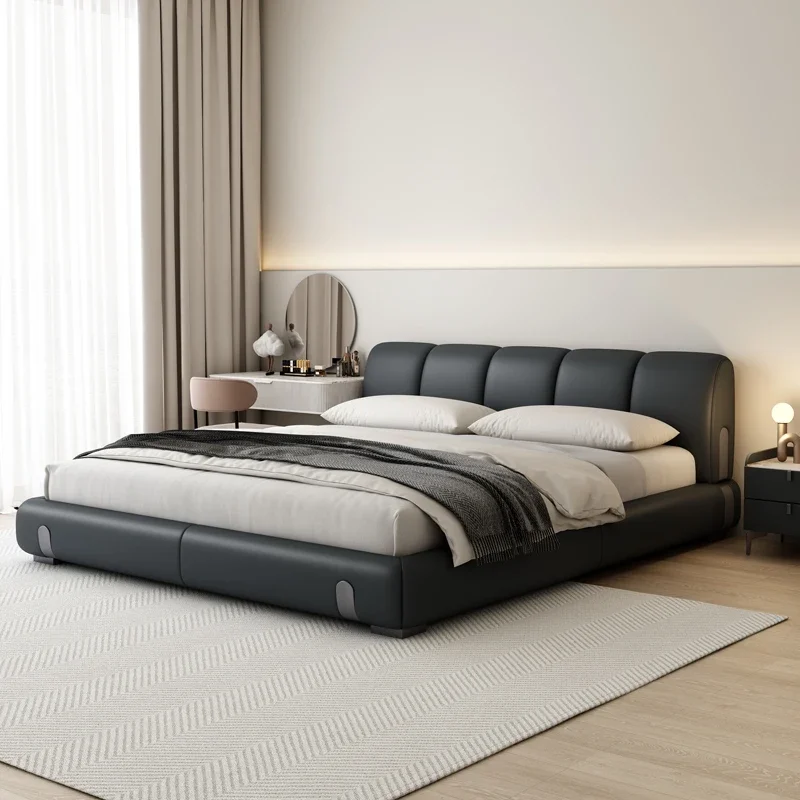 Soft Bedroom Bed Headboard Designer European Leather Bedding Bed Wooden Design Sleeping Muebles Para Dormitorio Home Furniture