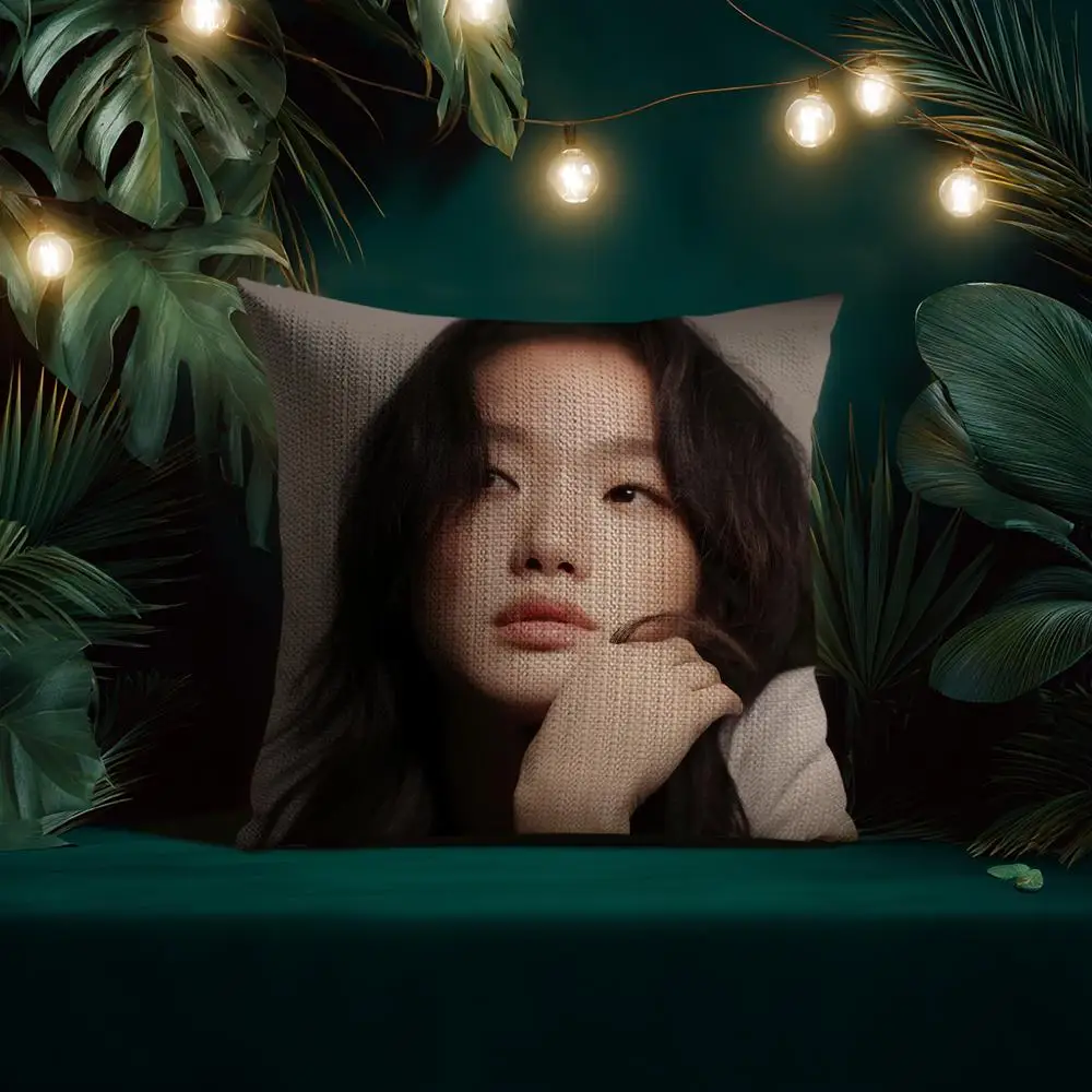 كيس وسادة Kim Go Eun مصنوع من قماش الكتان الطبيعي والطباعة العضوية على الوجهين ومسامي ومثالي للديكور المنزلي #3