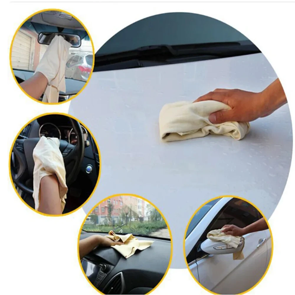 Car Natural Chamois Cleaning Cloth, Large Size Genuine Chamois Leather Auto Car Wash Drying Towel,Superabsorbent