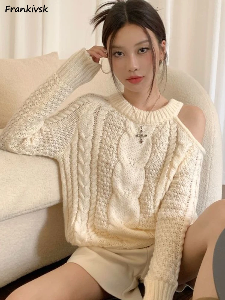 

Hollow Out Sweaters Women Basic Autumn Leisure Korean Style Solid Simple New Trendy Students Soft Clothing Schoolgirls Knitwear