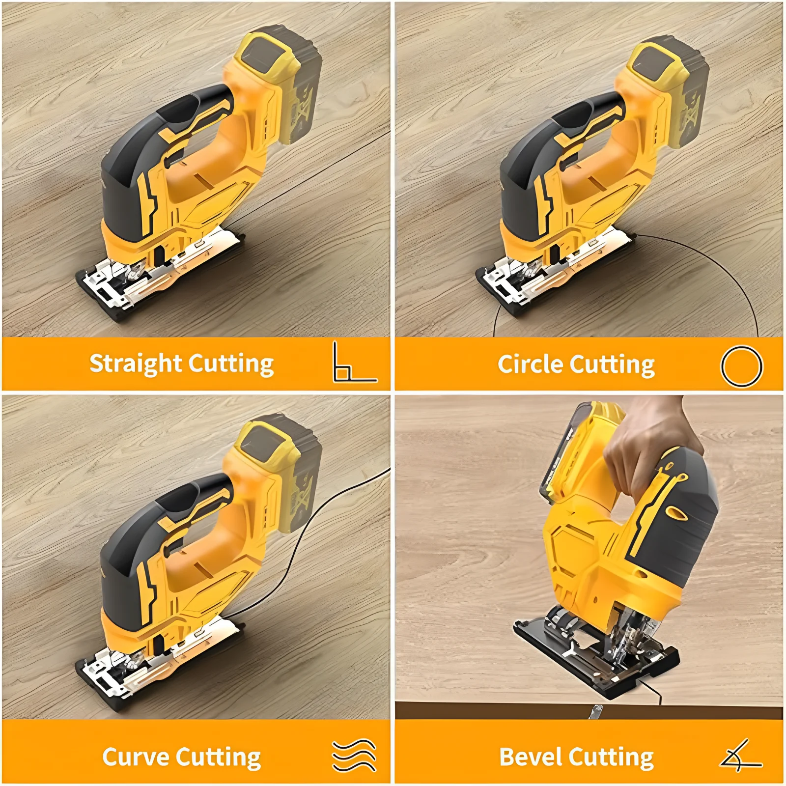 Cordless Jig Saw Electric Jigsaw 3 Gears Portable Multi-Function Woodworking Power Tools for Dewalt 18V 20V Battery