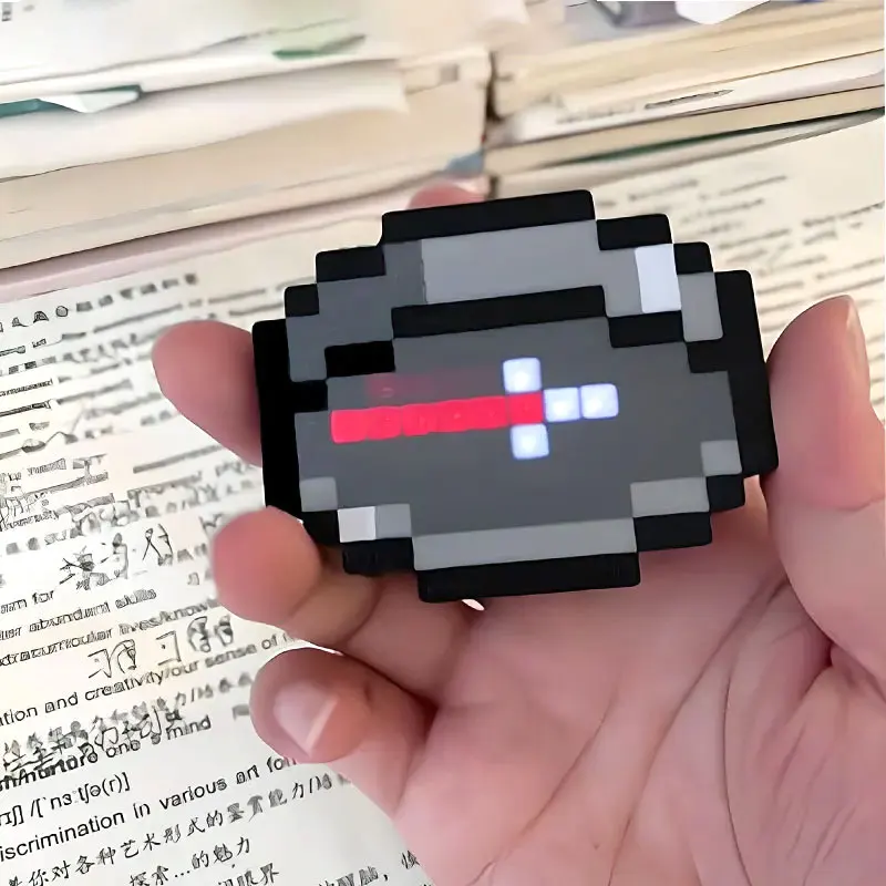 3d Pixel Compass Pendant Pixel Game Keychain Toys Simple Design USB Rechargeable Can Glow and Indicate Directions Best Gift