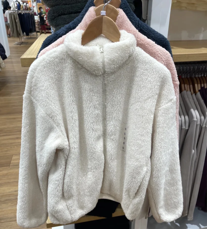 

Women's Lamb Fur Jaet Coral Fce Zipper Collar Coat Warm Outerwear Long Sve Regular Fit Commute Sle Winter Coat