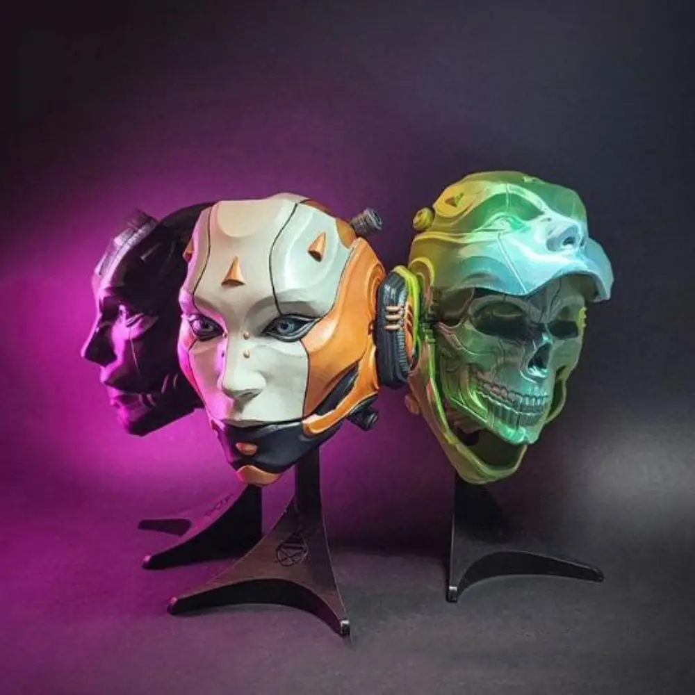 Custom Machined 3D Printing Mask Model Pla Colorful Skull Mask Model Skull Decoration Flip Knight Mask Halloween Gift view 2