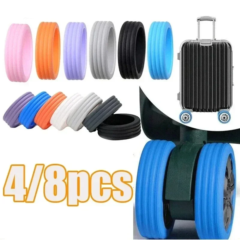 

4/8Pcs Luggage Wheels Protector Silicone Wheel Caster Shoes Travel Luggage Suitcase Reduce Noise Wheel Guard Cover Accessories